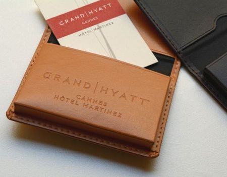 Personalized leather business card holder